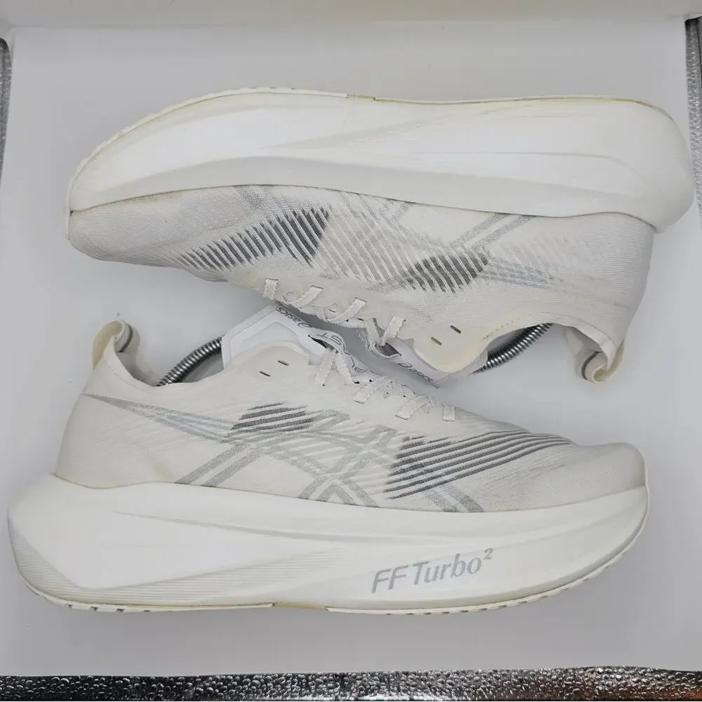 Asics Megablast White Piedmont Grey Mens 9 UK 8 Running Shoes Sneakers Athletic